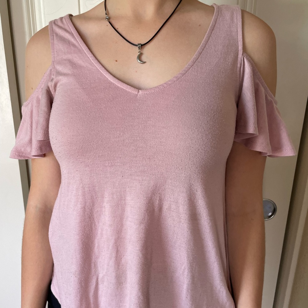 Pink off the shoulder tee